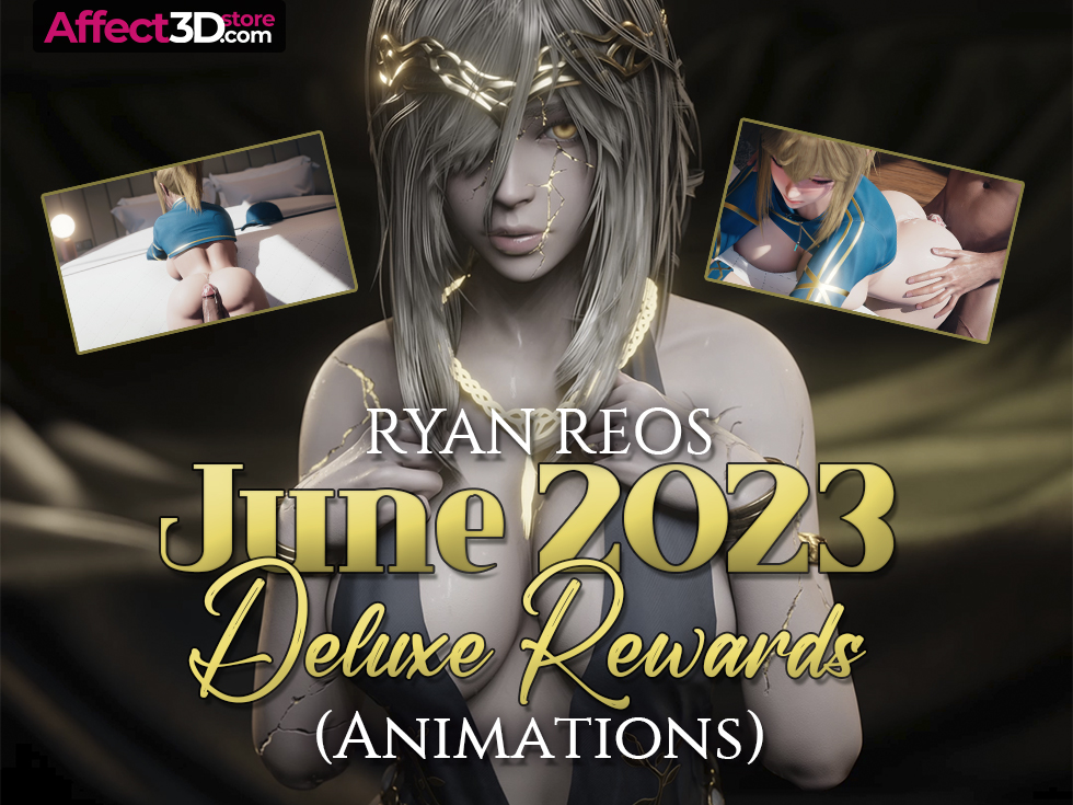 June 2023 Deluxe Rewards (Animations) - 3d porn pinups by RyanReos - busty blonde showing her tits and another blonde getting her pussy stuffed