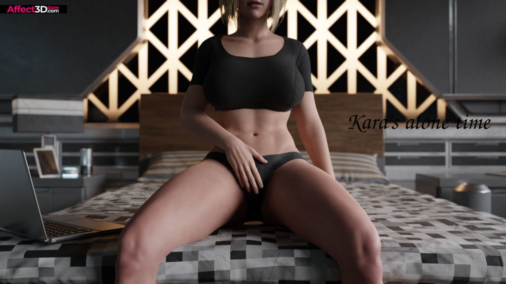 Kara's Alone Time by GuinevereMAstra - 3D Porn Comic - Big tits woman spreads her legs and touches herself
