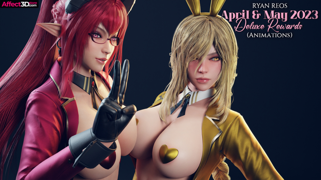 Ryan Reos April & May 2023 Deluxe Rewards - 3D Porn Pin-ups and Animations - Tits out bunny girl and queen