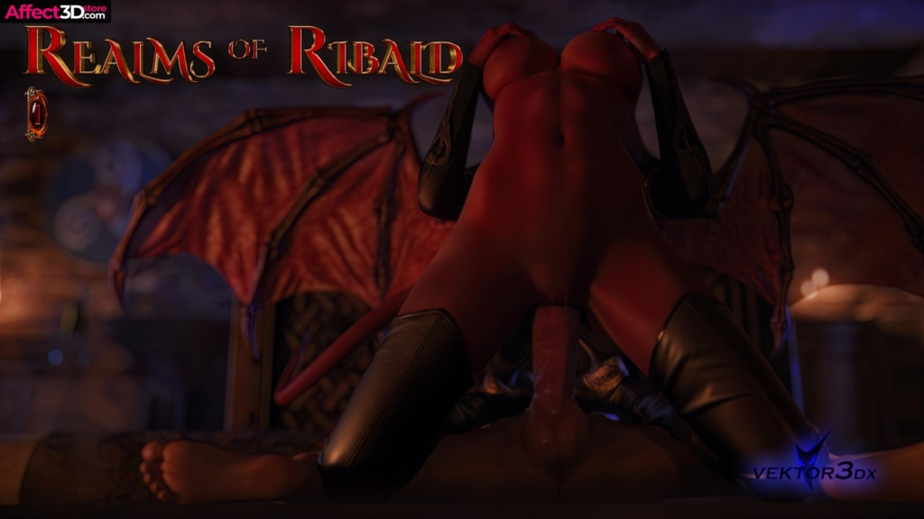 Realm of the Ribald #01 - new 3d porn comic by Vektor - horny demon mounted on top of massive futanari cock