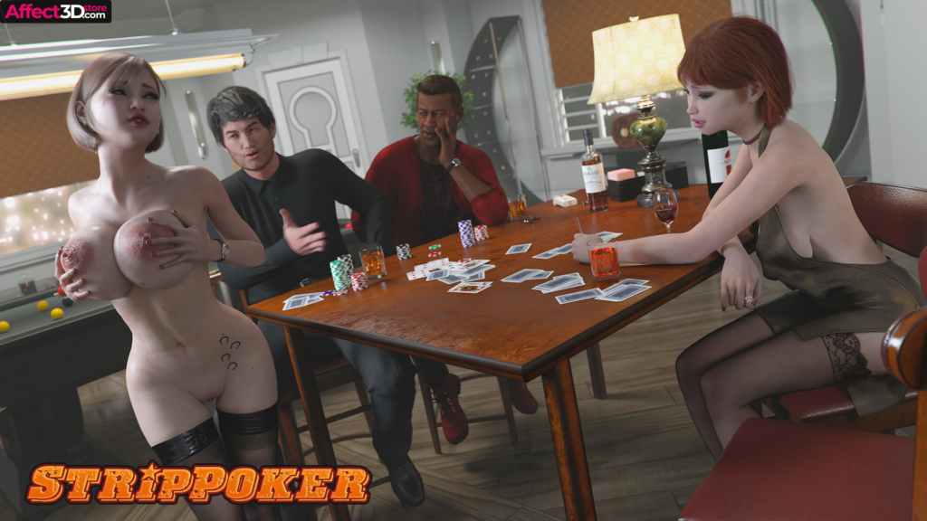 StripPoker by Alextraza - 3D Porn Comic - Mostly naked babes at a strip poker game