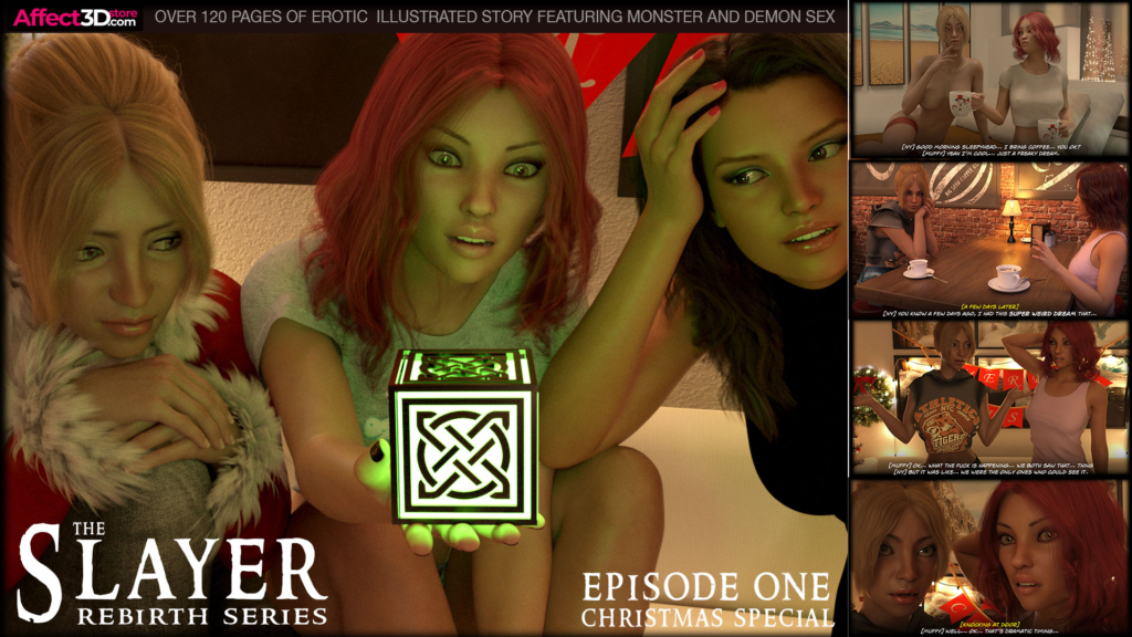https://affect3dstore.com/slayer-rebirth-ep1-xmas-special- three hot babes looking at strange glowing cube