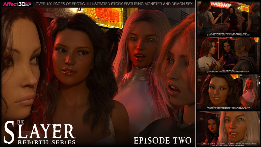 Slayer: Rebirth Ep. 2 - double porn release by Gonzo Studios - hot women outside of a whore house 