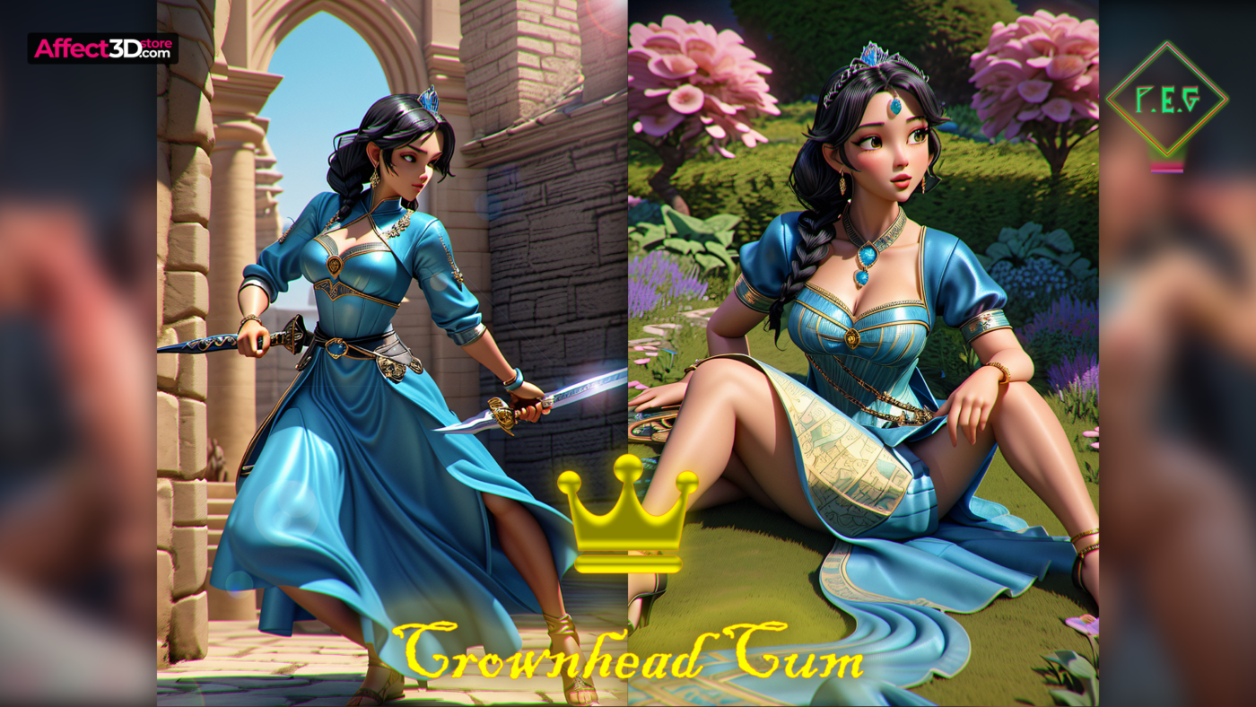 Crownhead Cum by Primal Emotion Games - 2D Animated Pin-ups - Queen poses with sword and legs spread