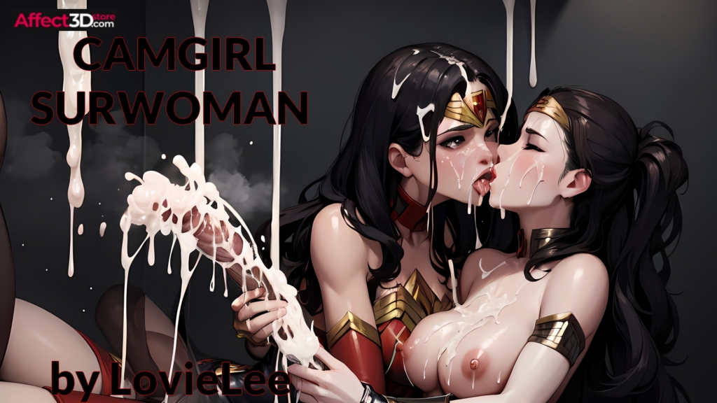 camgirl surwoman - parody 2d porn comic by lovielee - busty babe locking lips with woman while covered in cum