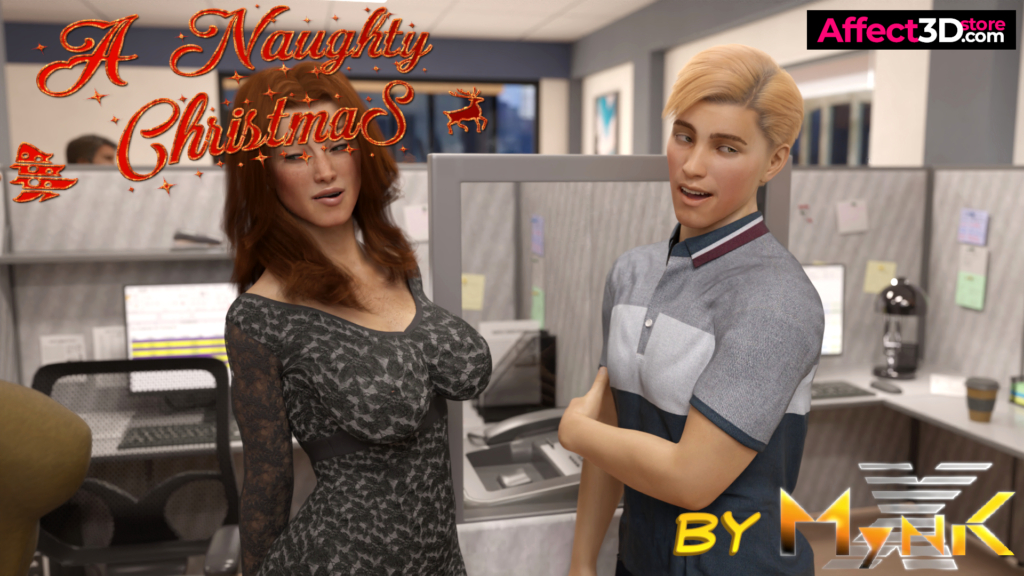 A Naughty Christmas - new 3d porn comic by MynkX -  busty babe flirting with young hot coworker
