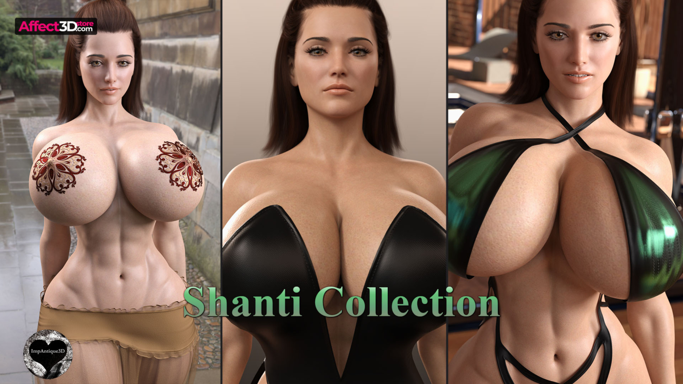 Shanti Collection by ImpAntique3D - 3D Adult Pin-ups - Huge tits milf shows off her body