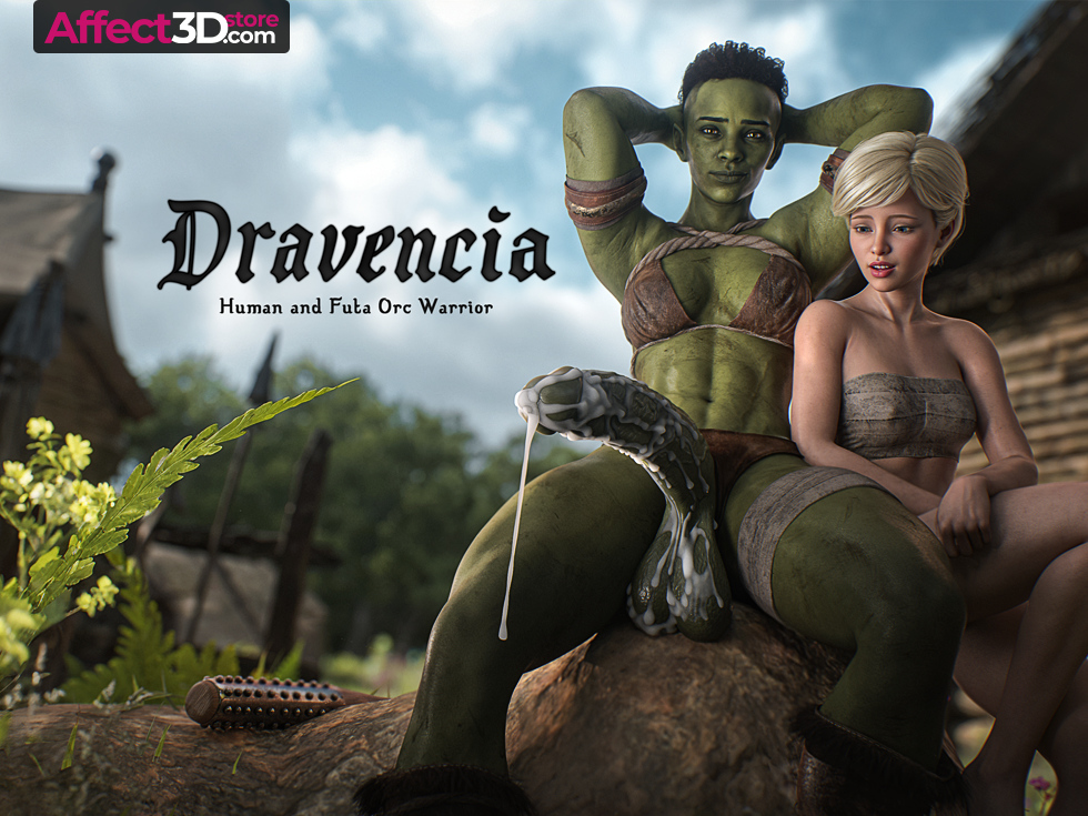 Dravencia: Human and Futa Orc Warrior - futanari porn comic by Zyx 3DX - hot blonde and sits beside futanari orc with cock covered in cum