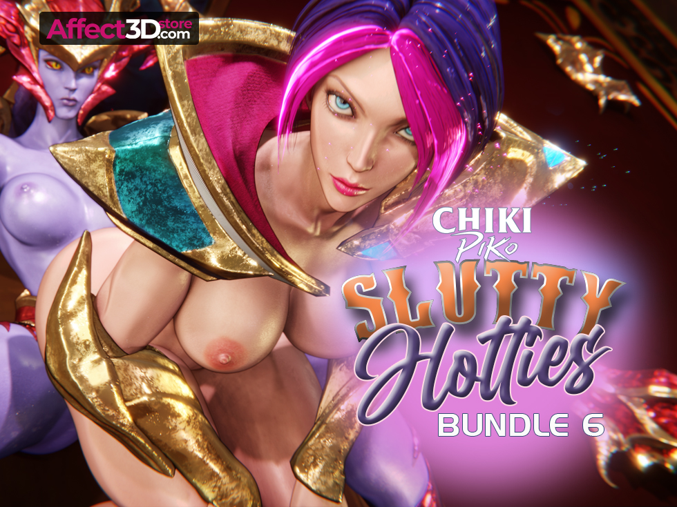 Slutty Hotties Bundle 6 by Chikipiko - 3D Porn Set - Big tits babe fucked from behind by futa