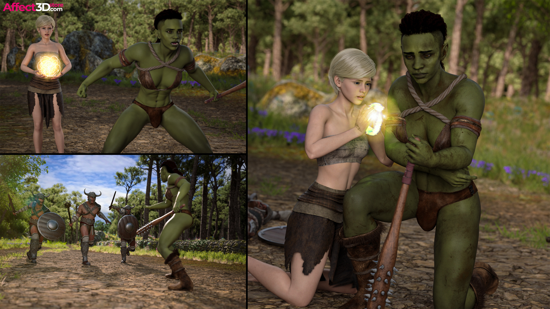 Dravencia: Human and Futa Orc Warrior - Futanari Porn Comic by Zyx 3DX - blonde heals futanari orc's wounds